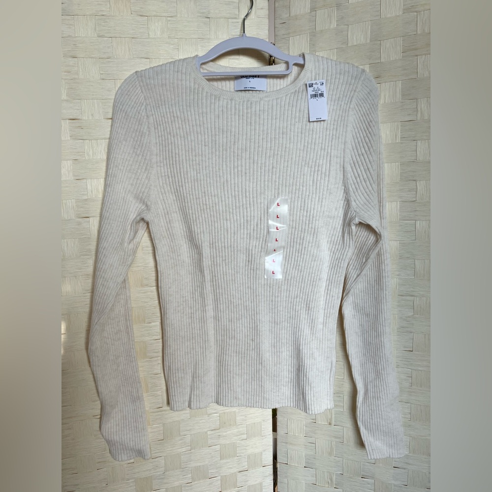 Old Navy Cream Rib Crew-Neck Sweater